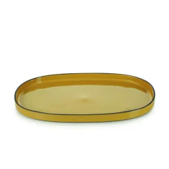 Assiette plate ovale jaune porcelaine culinaire 35,5x21,8 cm Caractère - REVOL