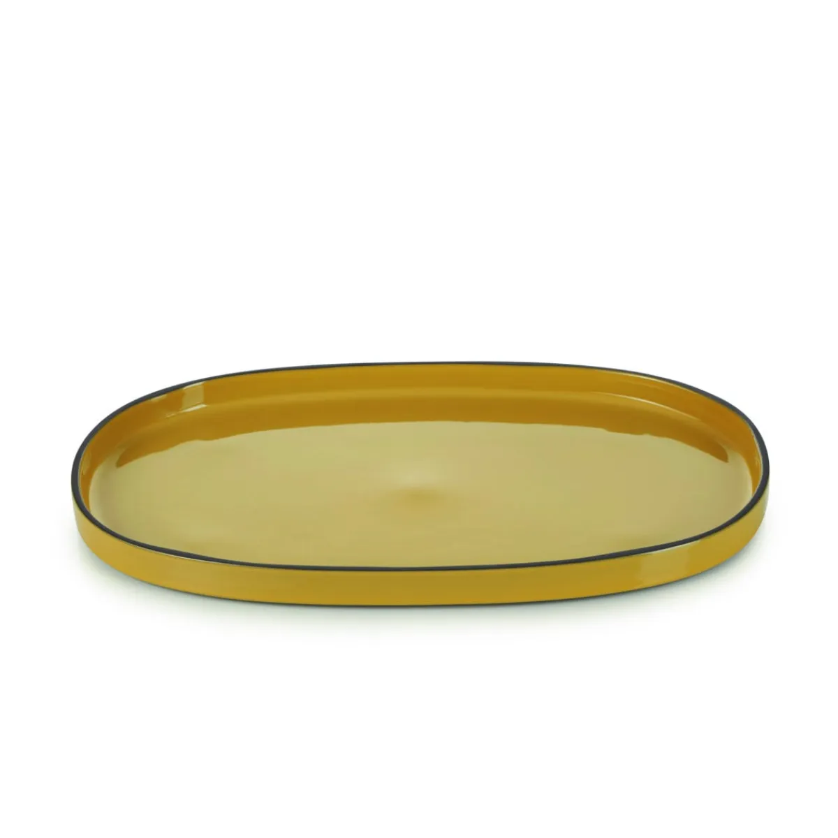 Assiette plate ovale jaune porcelaine culinaire 35,5x21,8 cm Caractère - REVOL