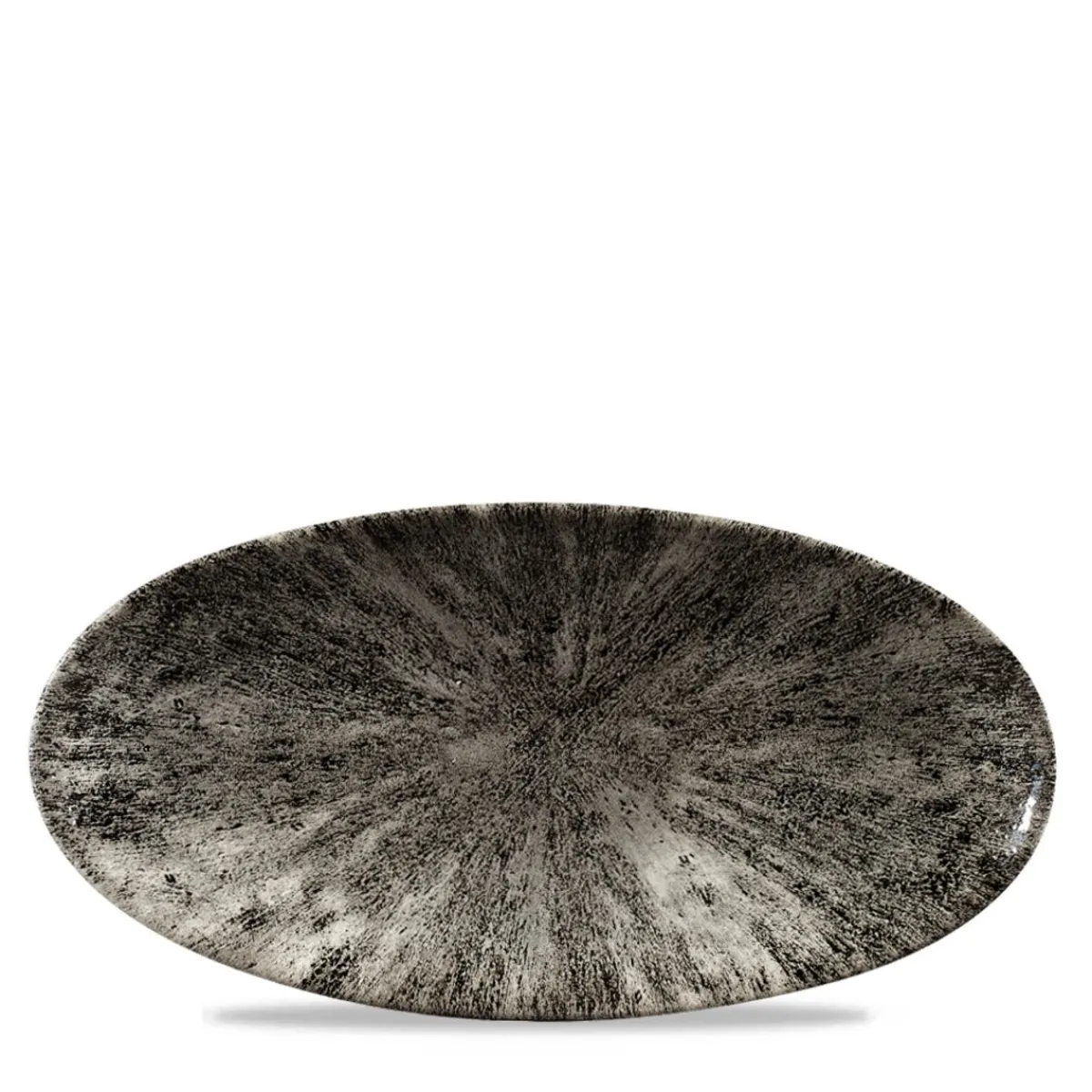 Assiette plate ovale noir porcelaine vitrifiée 29,9x15 cm Stone Quartz - CHURCHILL Online