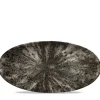 Assiette plate ovale noir porcelaine vitrifiée 34,7x17,3 cm Stone Quartz - CHURCHILL Outlet
