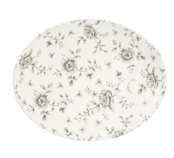 CHURCHILL Assiette plate ovale Rose Chintz Gris porcelaine vitrifiée 31,7x25,5 cm Vintage Prints Rose Chintz New