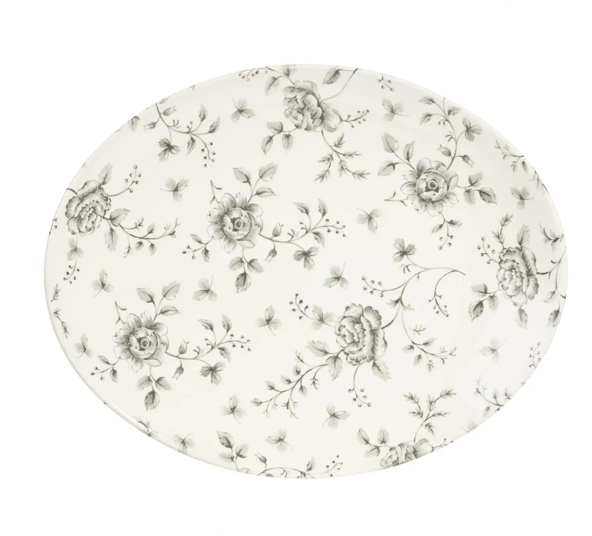CHURCHILL Assiette plate ovale Rose Chintz Gris porcelaine vitrifiée 31,7x25,5 cm Vintage Prints Rose Chintz New
