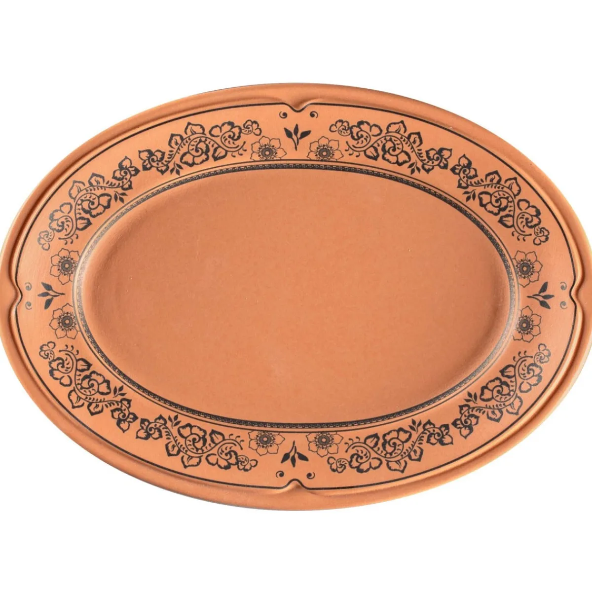 Assiette plate ovale Tero Décor Alexandria porcelaine 22x14,1 cm Earth - RAK Clearance