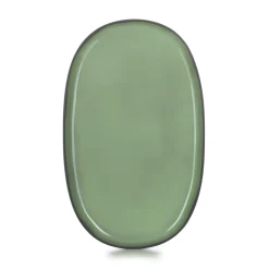 Assiette plate ovale vert porcelaine culinaire 35,5x21,8 cm Caractère - REVOL Hot