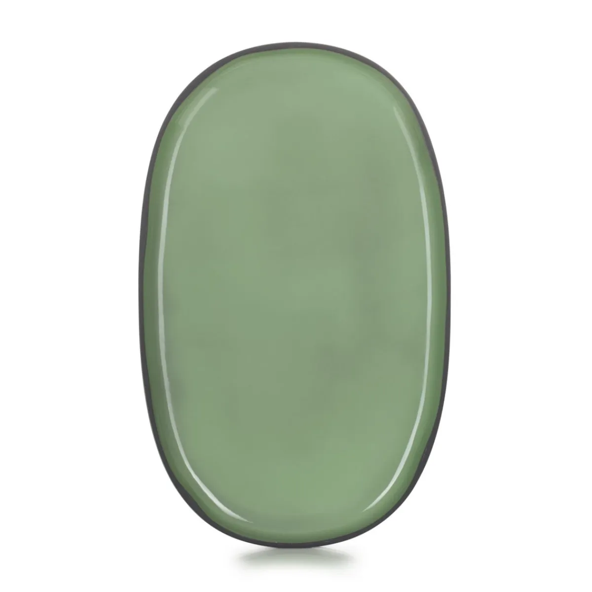 Assiette plate ovale vert porcelaine culinaire 35,5x21,8 cm Caractère - REVOL Hot
