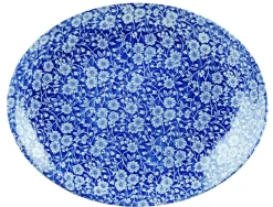 Assiette plate ovale Victorian Calico Bleu Prague porcelaine vitrifiée 31,7x25,5 cm Vintage Prints Victorian Prague - CHURCHILL Hot