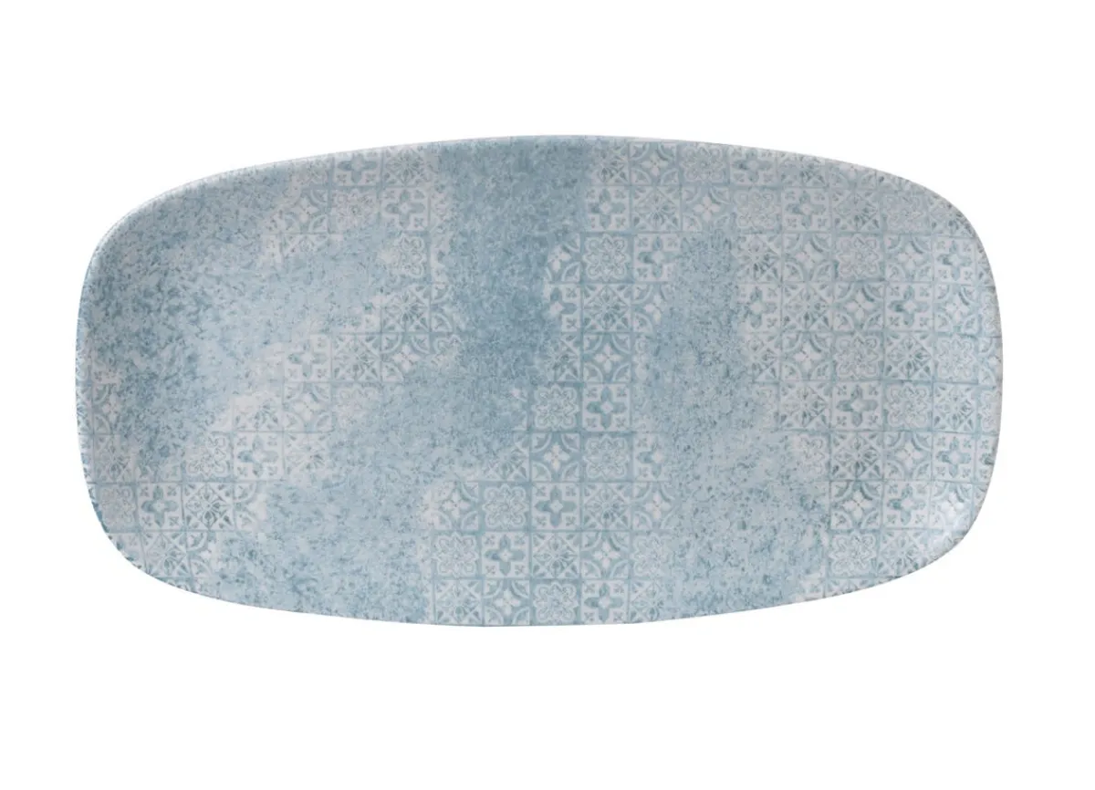 CHURCHILL Assiette plate rectangulaire Aquamarine porcelaine vitrifiée 35,5x18,9 cm Vintage Prints Aquamarine Clearance