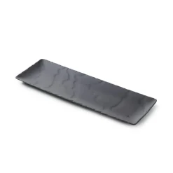 Assiette plate rectangulaire noir porcelaine culinaire 33x11 cm Basalt - REVOL Discount