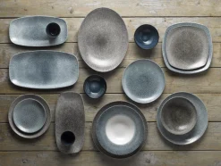 REVOL Assiette plate rectangulaire gris porcelaine culinaire 21x17,5 cm Solstice Best