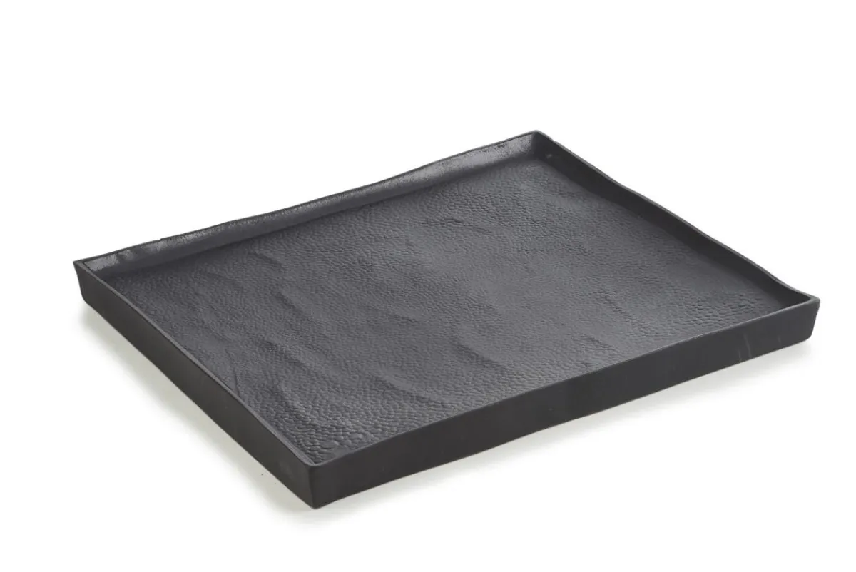 REVOL Assiette plate rectangulaire noir porcelaine culinaire 21x17,5 cm Solstice Discount