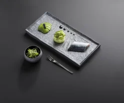 REVOL Assiette plate rectangulaire noir porcelaine culinaire 21x17,5 cm Solstice Discount