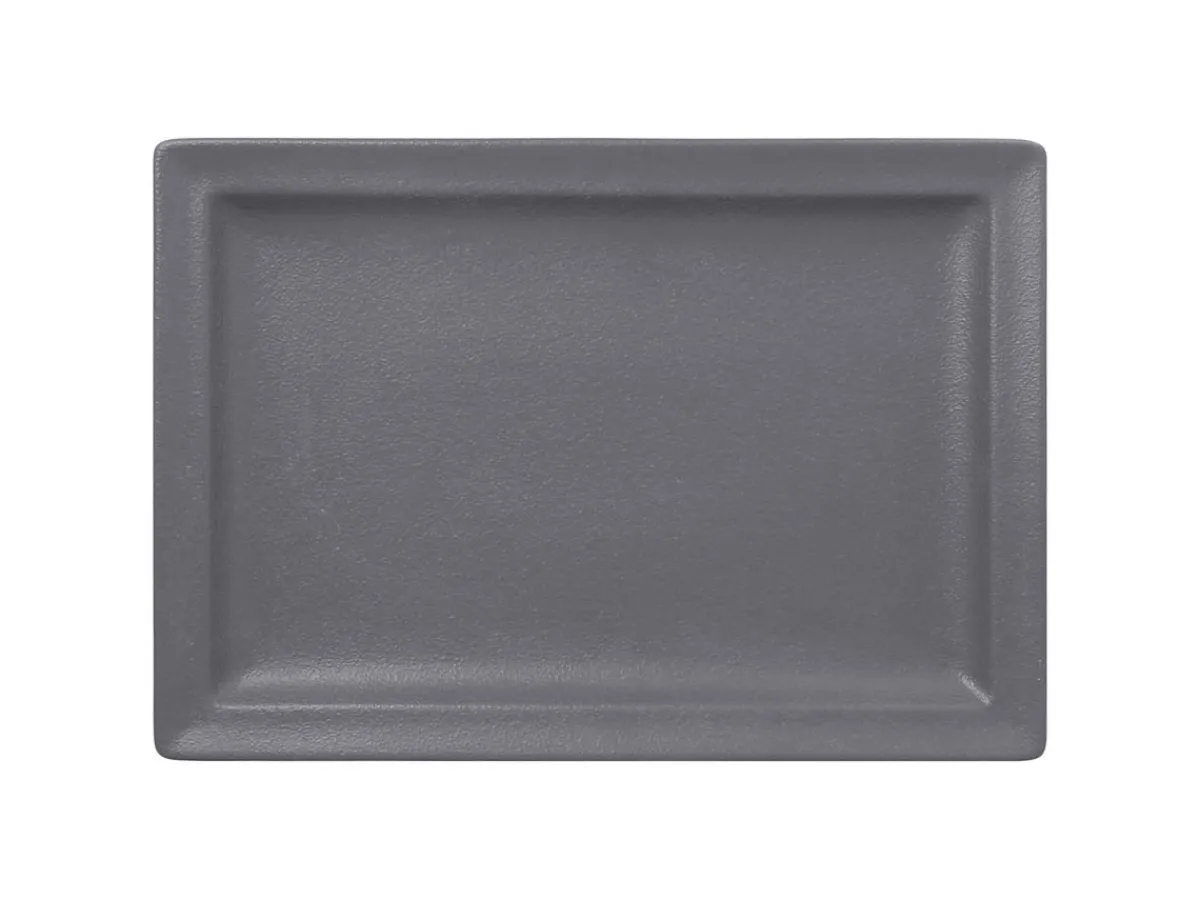 RAK Assiette plate rectangulaire Gris stone porcelaine vitrifiée 33,6x23,2 cm Neo Fusion Discount