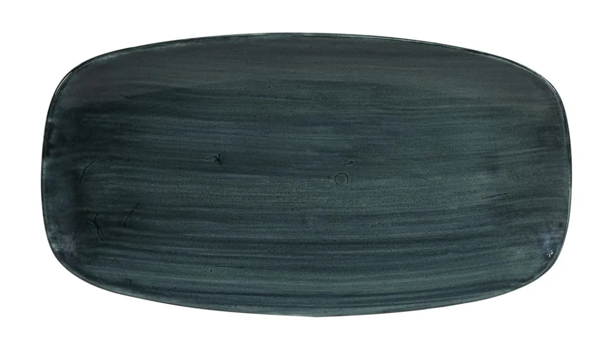 CHURCHILL Assiette plate rectangulaire Rustic Teal porcelaine vitrifiée 35,5x18,9 cm Stonecast Patina Best