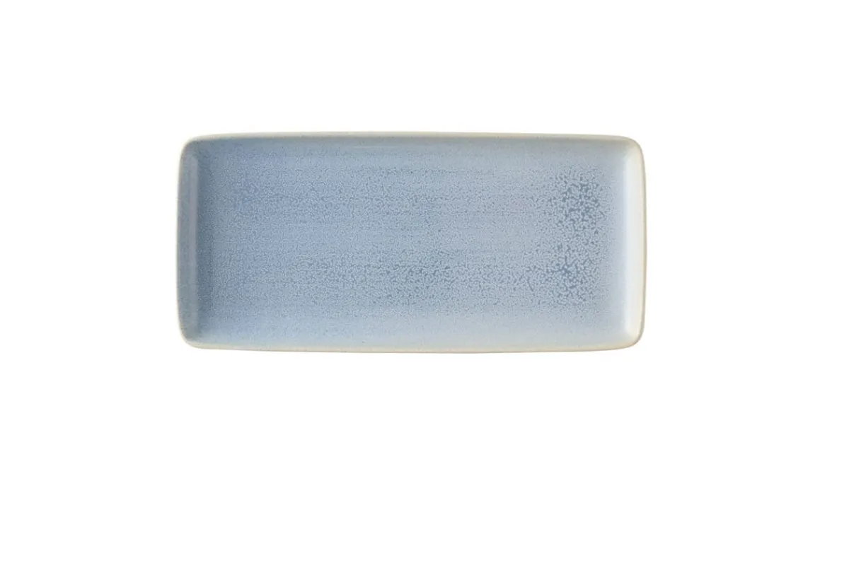 Assiette plate rectangulaire rond bleu grès émaillé 17,1x36 cm Evo Azure - DUDSON Outlet
