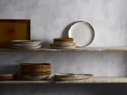 Assiette plate rectangulaire Linen porcelaine vitrifiée 29,8x15,3 cm Harvest - DUDSON New
