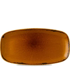 Assiette plate rectangulaire marron porcelaine vitrifiée 35,5x18,9 cm Harvest - DUDSON