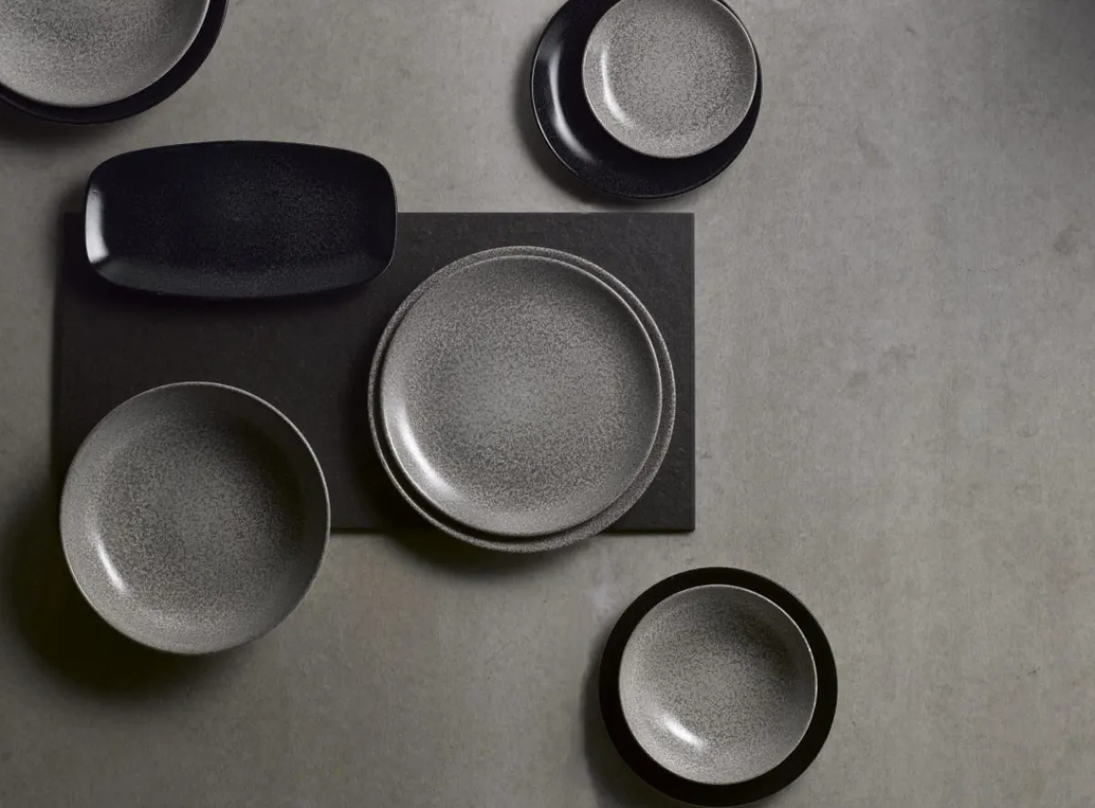 Assiette plate rectangulaire gris porcelaine vitrifiée 35,5x18,9 cm Evo Origins - DUDSON Best