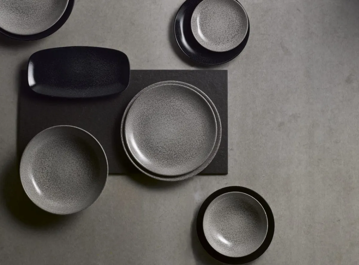 Assiette plate rectangulaire gris porcelaine vitrifiée 35,5x18,9 cm Evo Origins - DUDSON Best