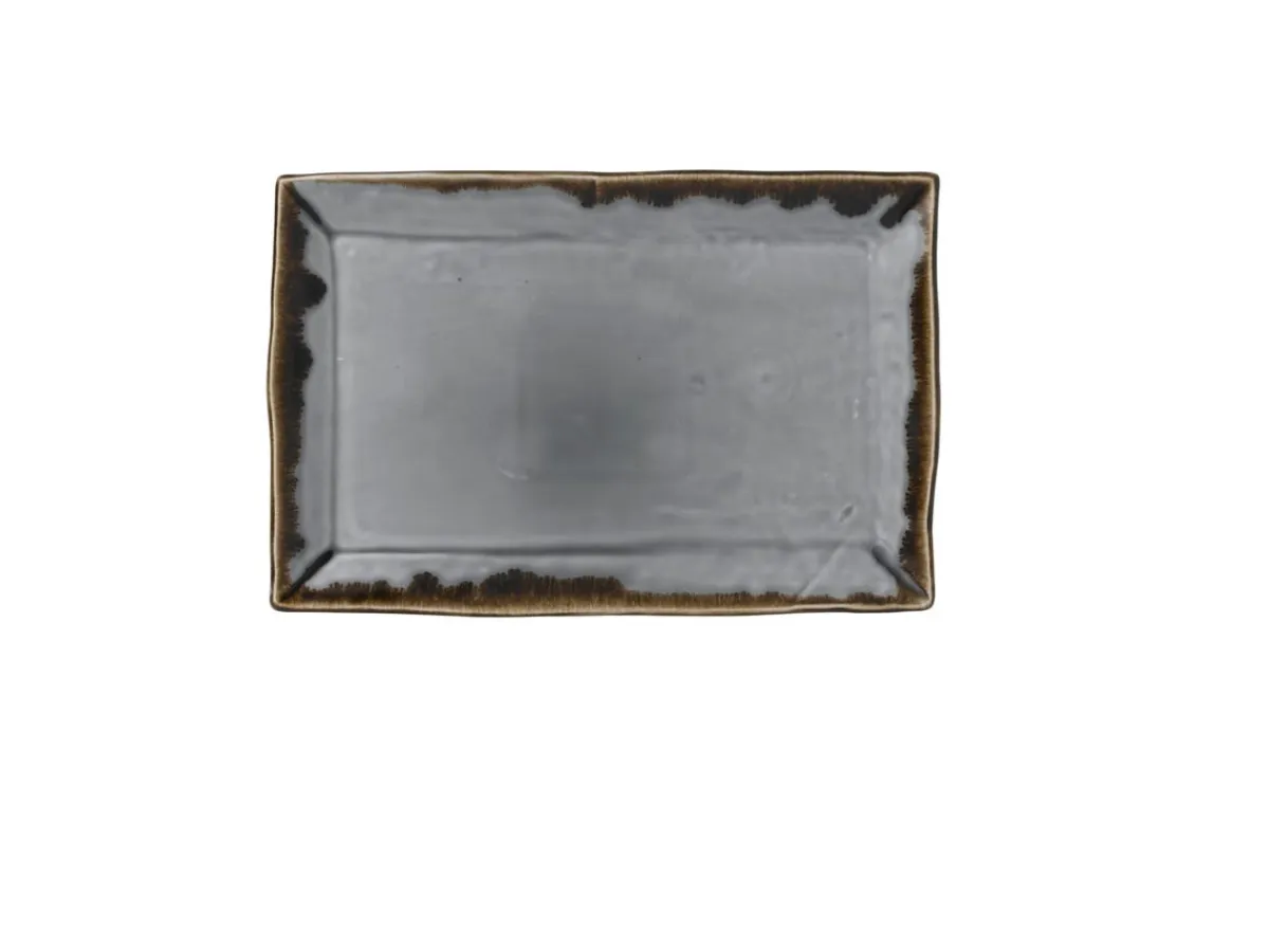 Assiette plate rectangulaire gris porcelaine vitrifiée 28,5x18,7 cm Harvest - DUDSON Discount