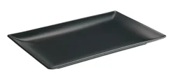 Assiette plate rectangulaire noir grès émaillé 30x20 cm Bazik Noir - Aucune Online