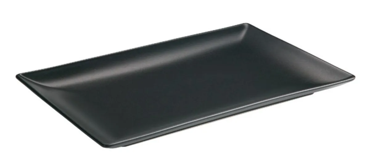 Assiette plate rectangulaire noir grès émaillé 30x20 cm Bazik Noir - Aucune Online
