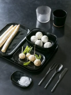 Assiette plate rectangulaire brun grès émaillé 9,8x6,5 cm Merci - SERAX Discount