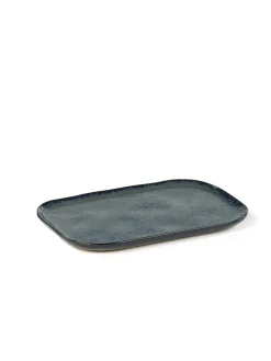 SERAX Assiette plate rectangulaire bleu grès émaillé 32x23 cm Merci Hot