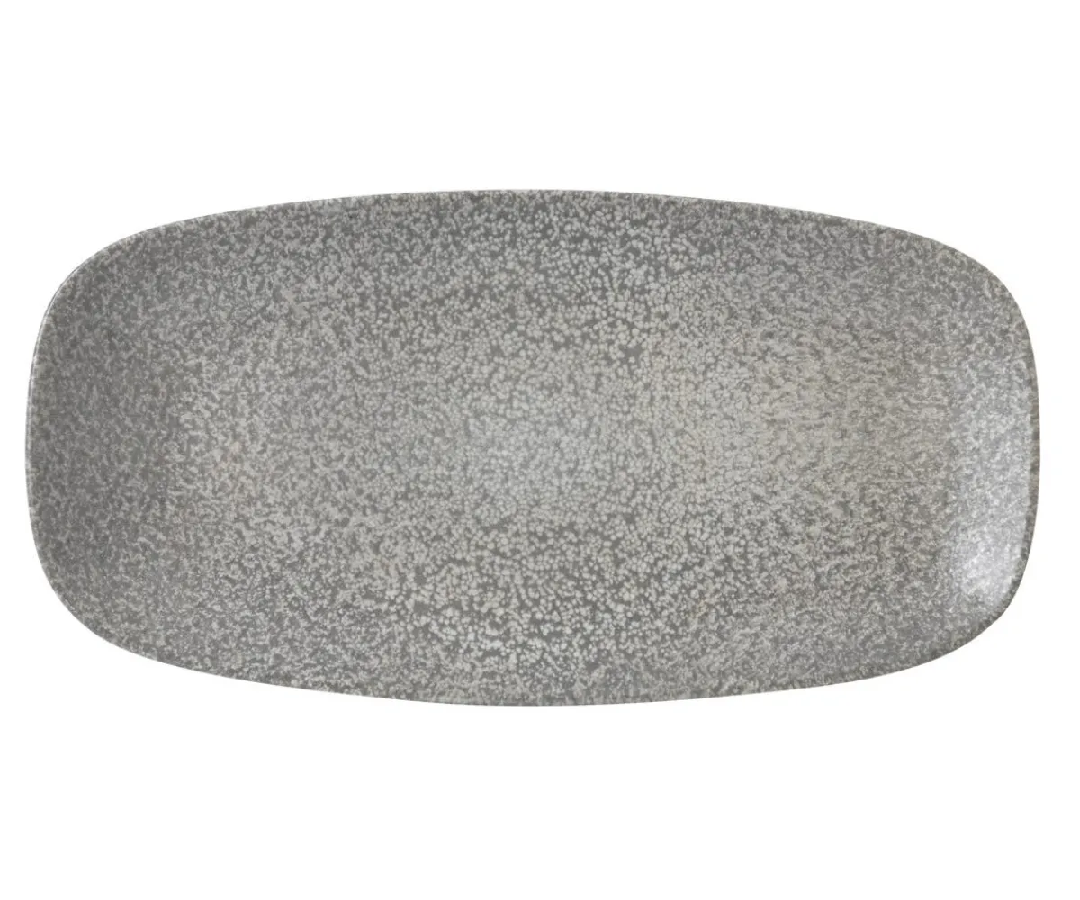 DUDSON Assiette plate rectangulaire gris porcelaine vitrifiée 29,8x15,3 cm Evo Origins