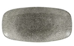 Assiette plate rectangulaire noir porcelaine vitrifiée 29,8x15,3 cm Raku Quartz - CHURCHILL Sale