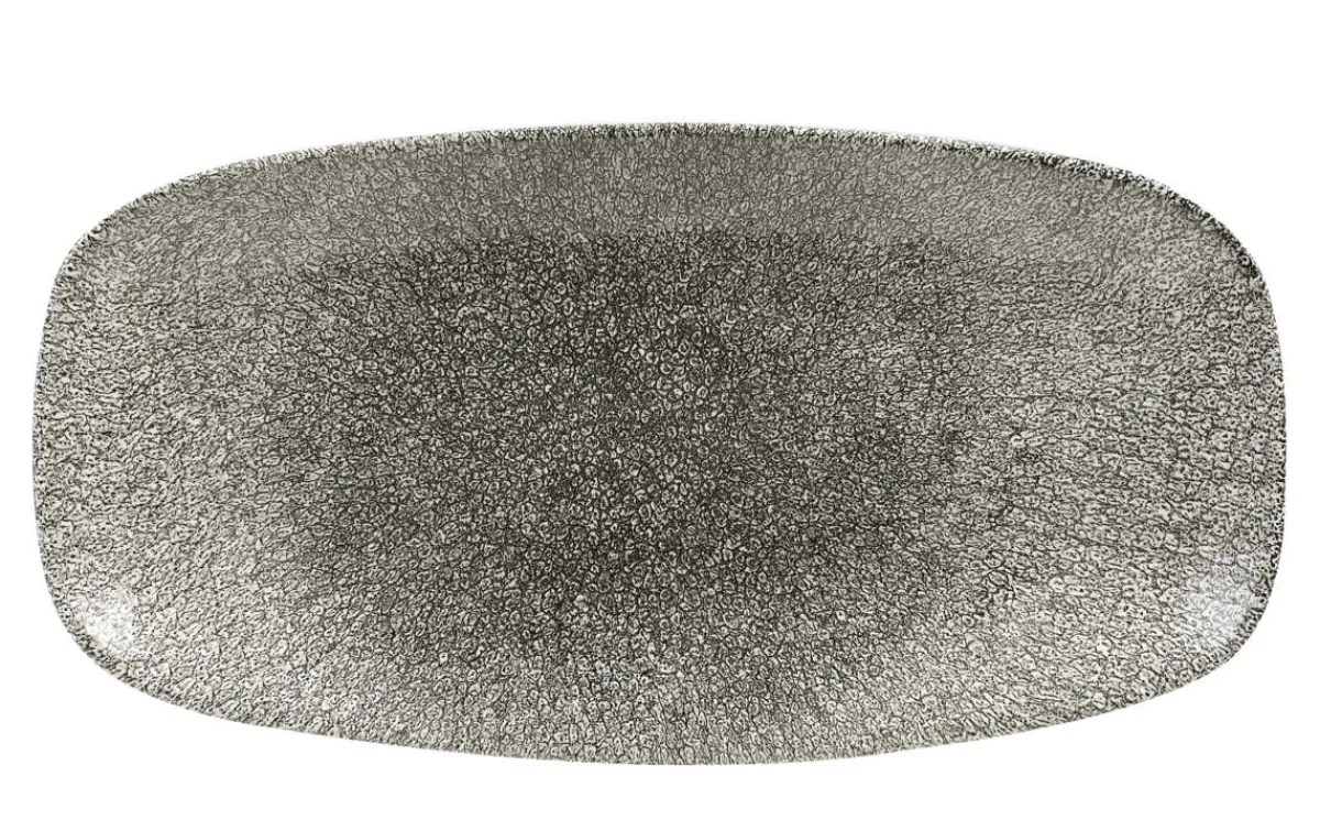 Assiette plate rectangulaire noir porcelaine vitrifiée 29,8x15,3 cm Raku Quartz - CHURCHILL Sale