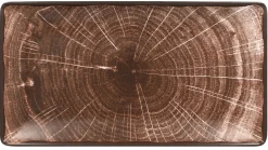 RAK Assiette plate rectangulaire marron porcelaine vitrifiée 33,8x18,3 cm Woodart Outlet