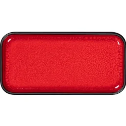 Assiette plate rectangulaire rouge porcelaine 16x8 cm Fractal - RAK Outlet
