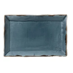 Assiette plate rectangulaire bleu porcelaine vitrifiée 34,5x23,3 cm Harvest - DUDSON Outlet
