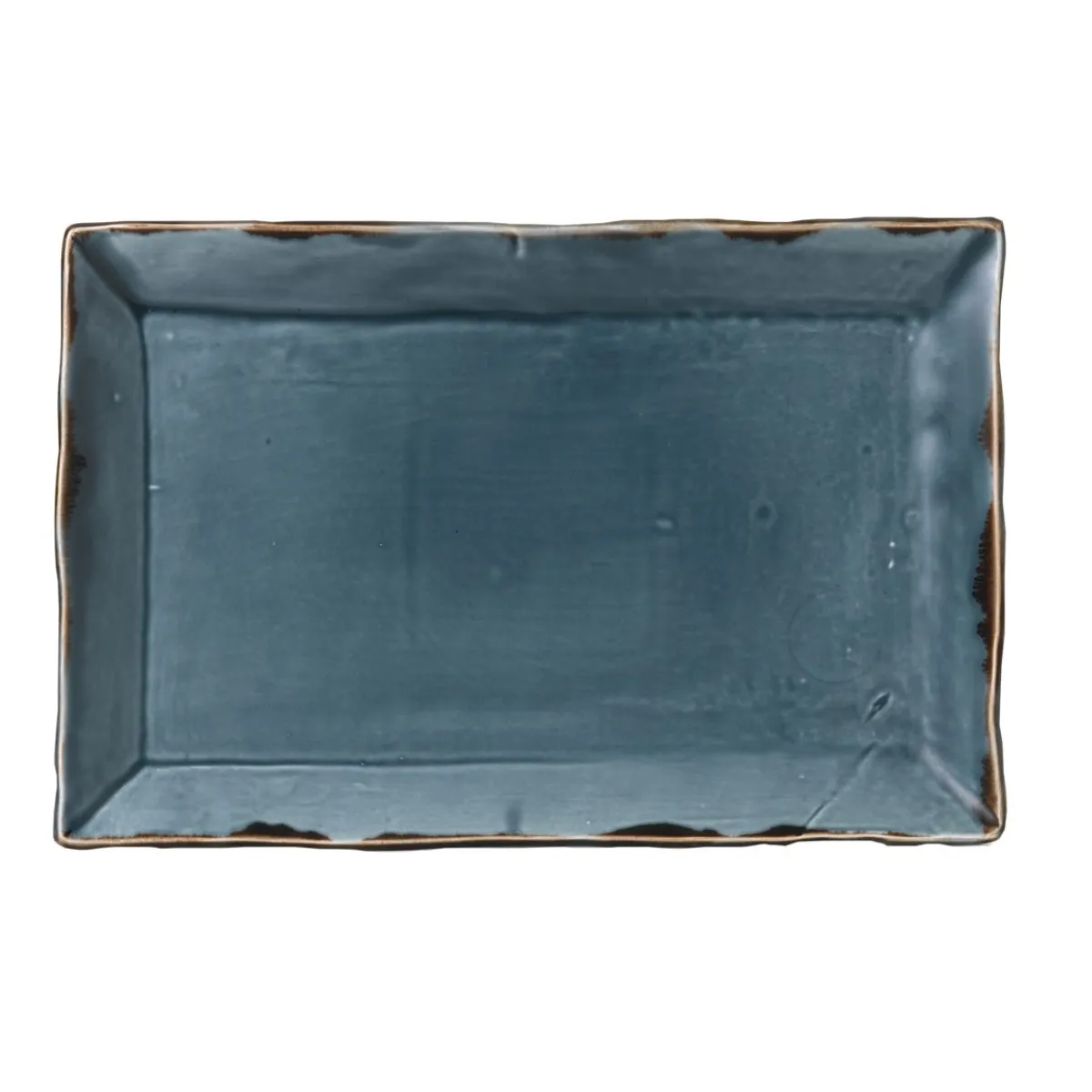 Assiette plate rectangulaire bleu porcelaine vitrifiée 34,5x23,3 cm Harvest - DUDSON Outlet
