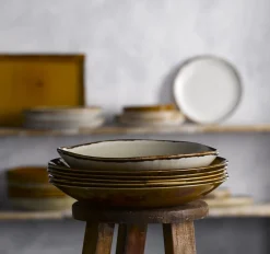 Assiette plate rectangulaire Linen porcelaine vitrifiée 28,5x18,7 cm Harvest - DUDSON Sale