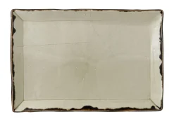 Assiette plate rectangulaire Linen porcelaine vitrifiée 28,5x18,7 cm Harvest - DUDSON Sale