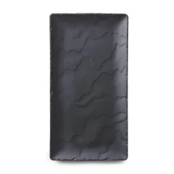 Assiette plate rectangulaire noir porcelaine culinaire 30x16 cm Basalt - REVOL Best