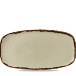 Assiette plate rectangulaire Linen porcelaine vitrifiée 35,5x18,9 cm Harvest - DUDSON Discount