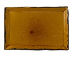 Assiette plate rectangulaire marron porcelaine vitrifiée 34,5x23,3 cm Harvest - DUDSON Outlet