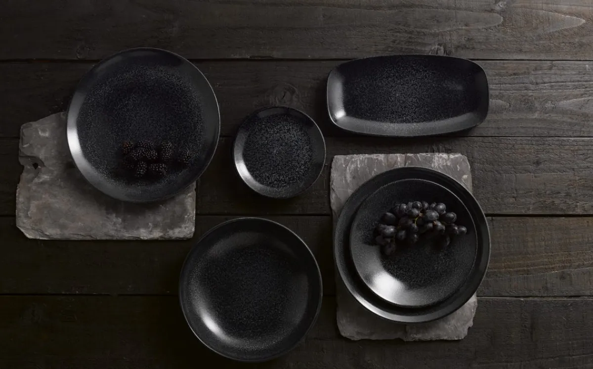DUDSON Assiette plate rectangulaire noir porcelaine vitrifiée 29,8x15,3 cm Evo Origins Best