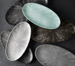 Assiette plate rectangulaire noir porcelaine vitrifiée 29,8x15,3 cm Stone Quartz - CHURCHILL