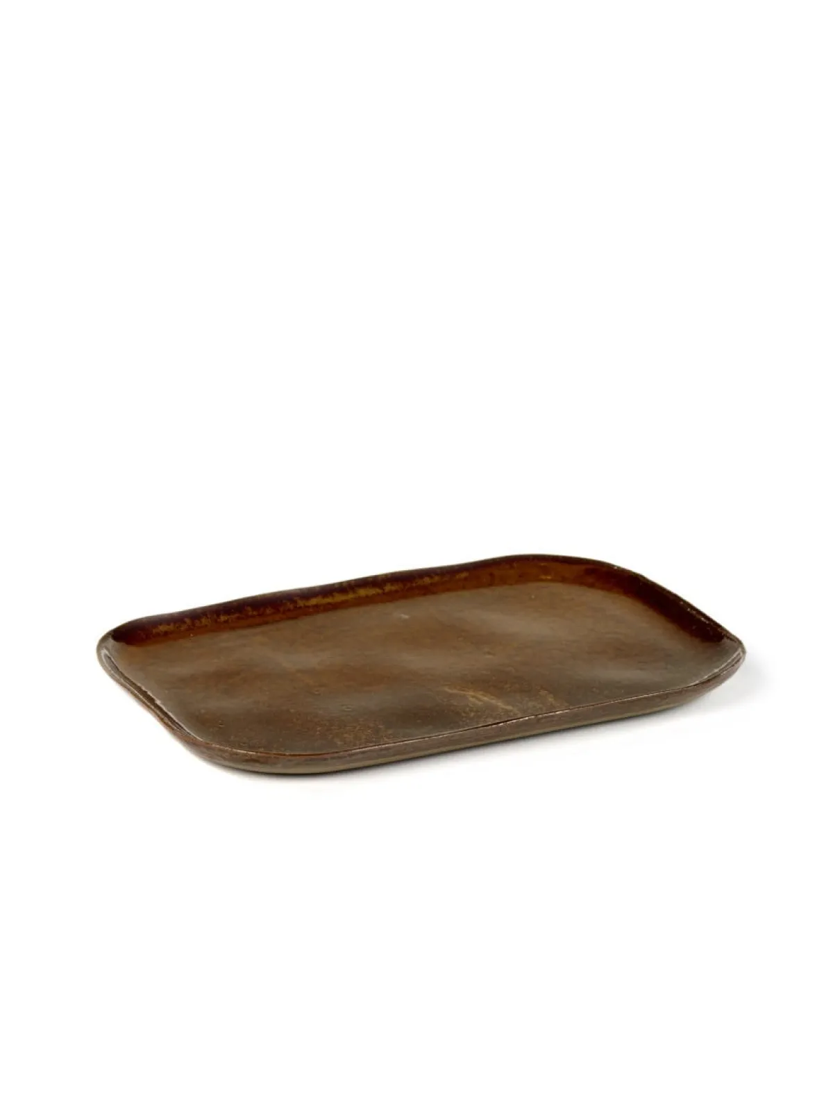Assiette plate rectangulaire brun grès émaillé 32x23 cm Merci - SERAX