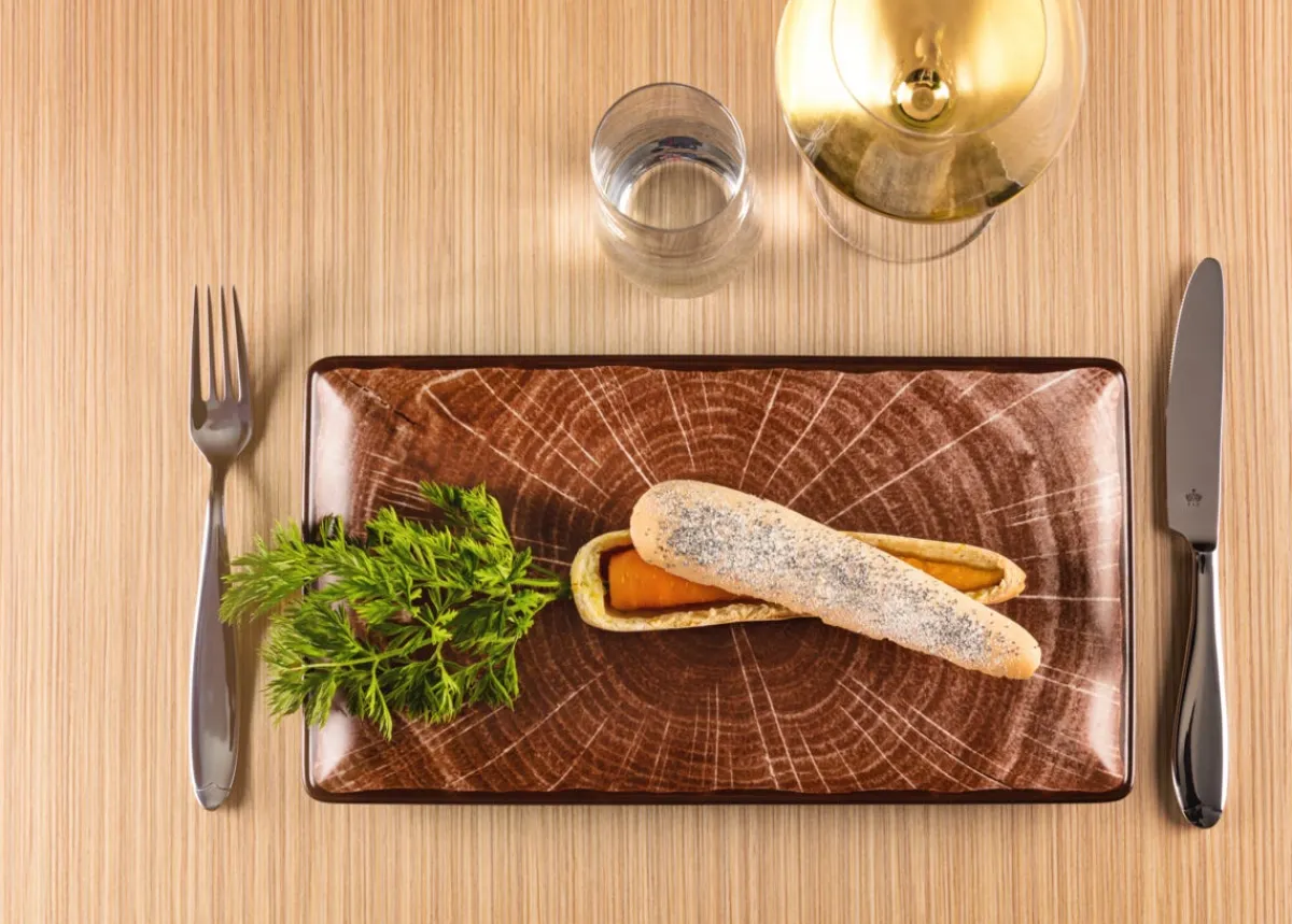 RAK Assiette plate rectangulaire brun porcelaine vitrifiée 33,8x18,3 cm Woodart New