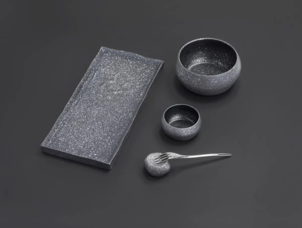 REVOL Assiette plate rectangulaire noir porcelaine culinaire 30x13,5 cm Solstice