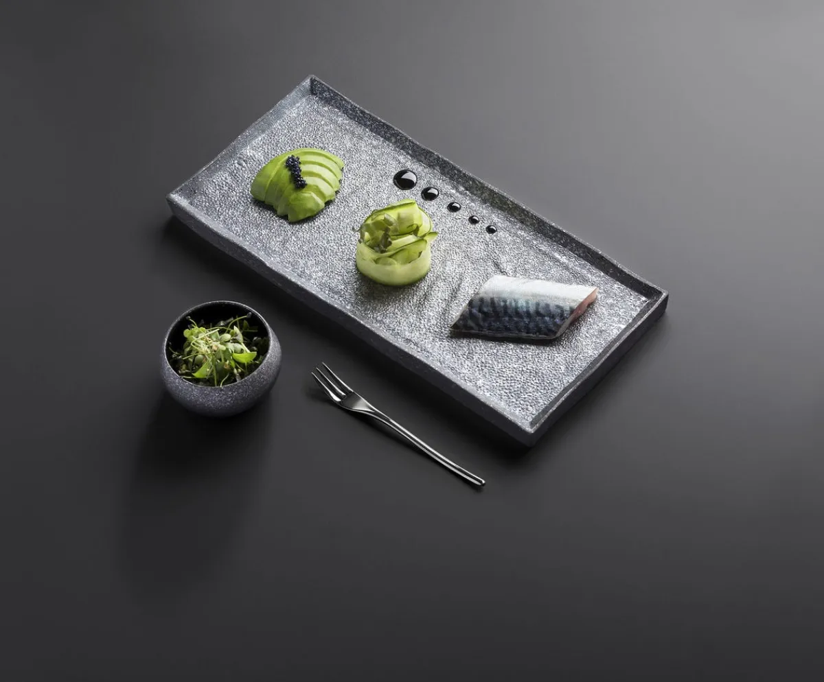 REVOL Assiette plate rectangulaire noir porcelaine culinaire 30x13,5 cm Solstice