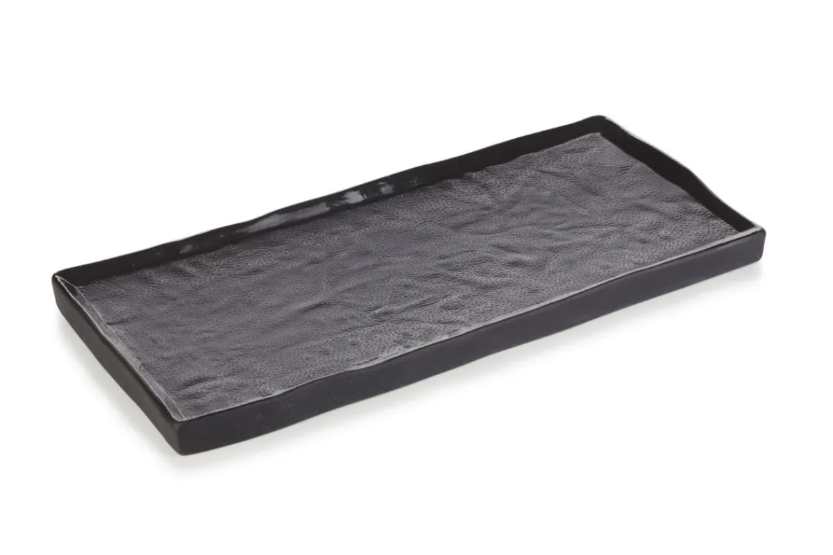 REVOL Assiette plate rectangulaire noir porcelaine culinaire 30x13,5 cm Solstice