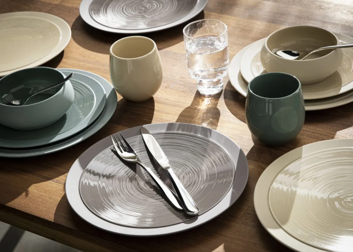 DEGRENNE Assiette plate rond argile verte grès émaillé Ø 23 cm Bahia Clearance