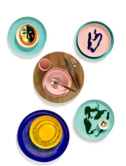 Assiette plate rond azure poivron vert grès émaillé Ø 26,5 cm Feast By Ottolenghi - SERAX Discount
