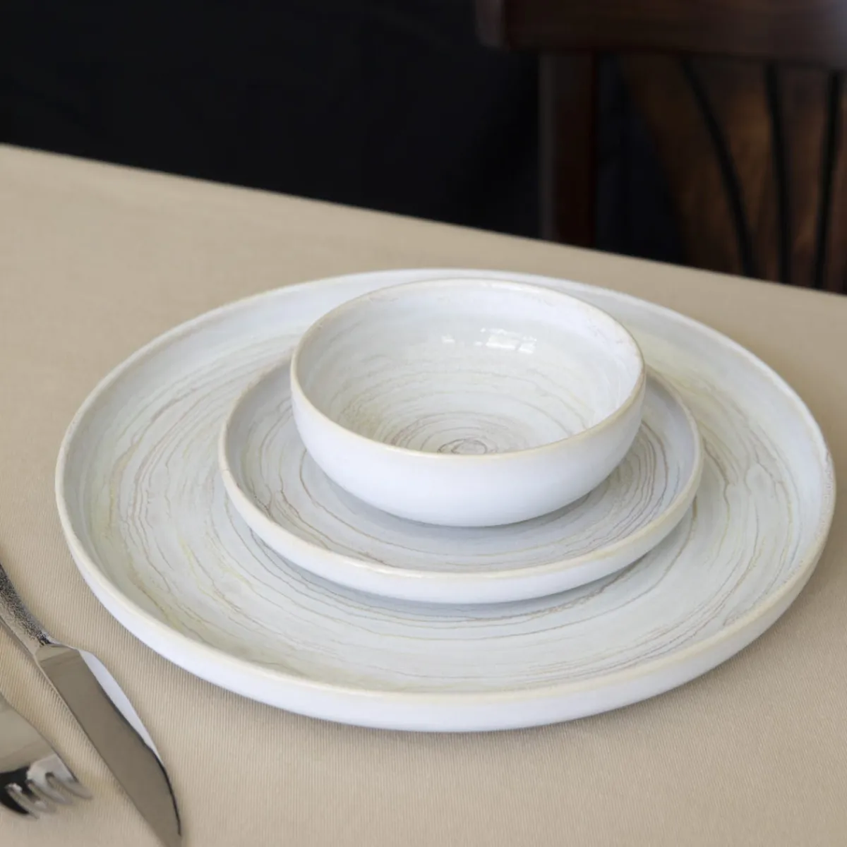 ACCOLADE Assiette plate rond beige grès émaillé Ø 17 cm Aurora Best