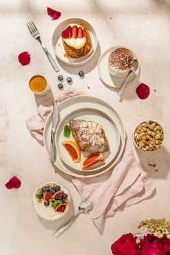 Assiette plate rond Beige rosé grès émaillé Ø 27 cm Pearl - PRO.MUNDI Discount